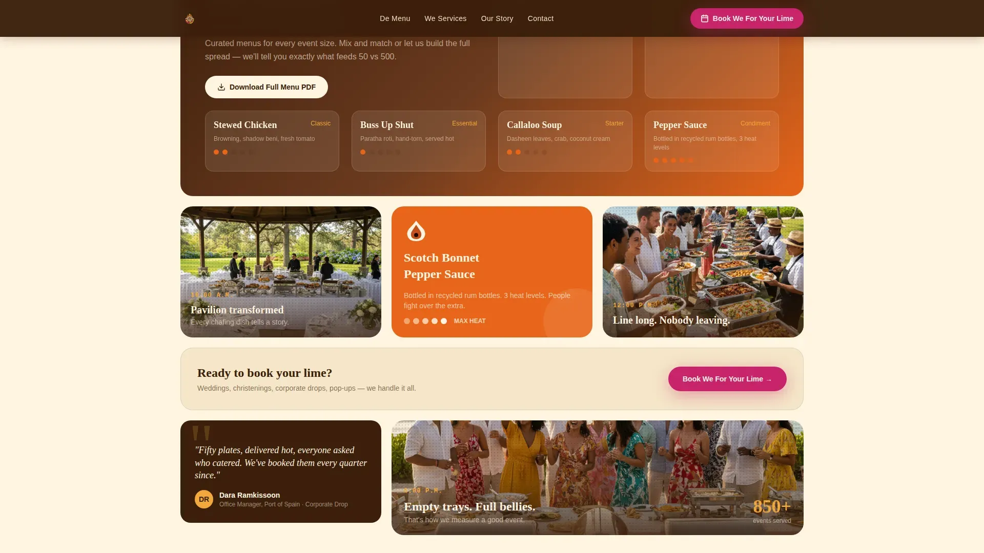 Vibrant Caribbean Catering Landing Page Template