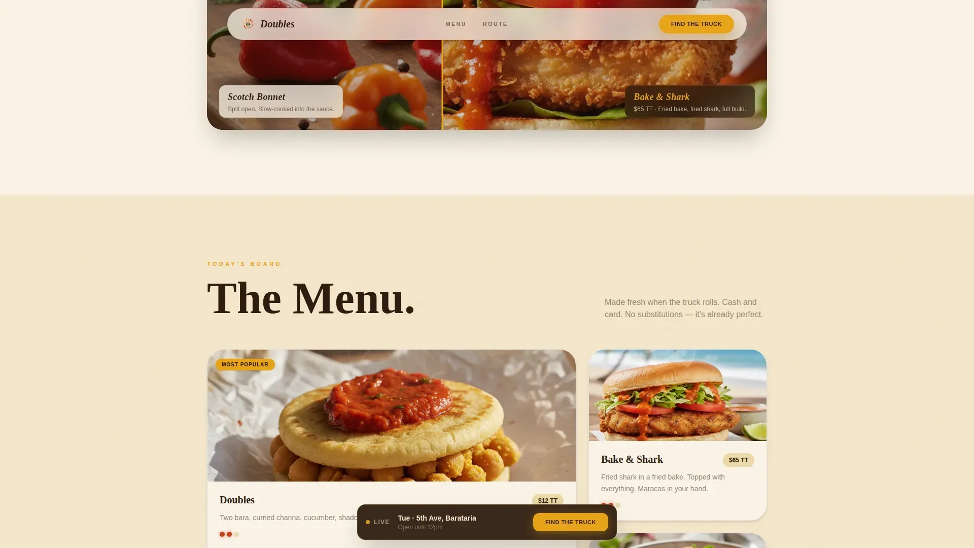 Trinidadian Food Truck Landing Page Template