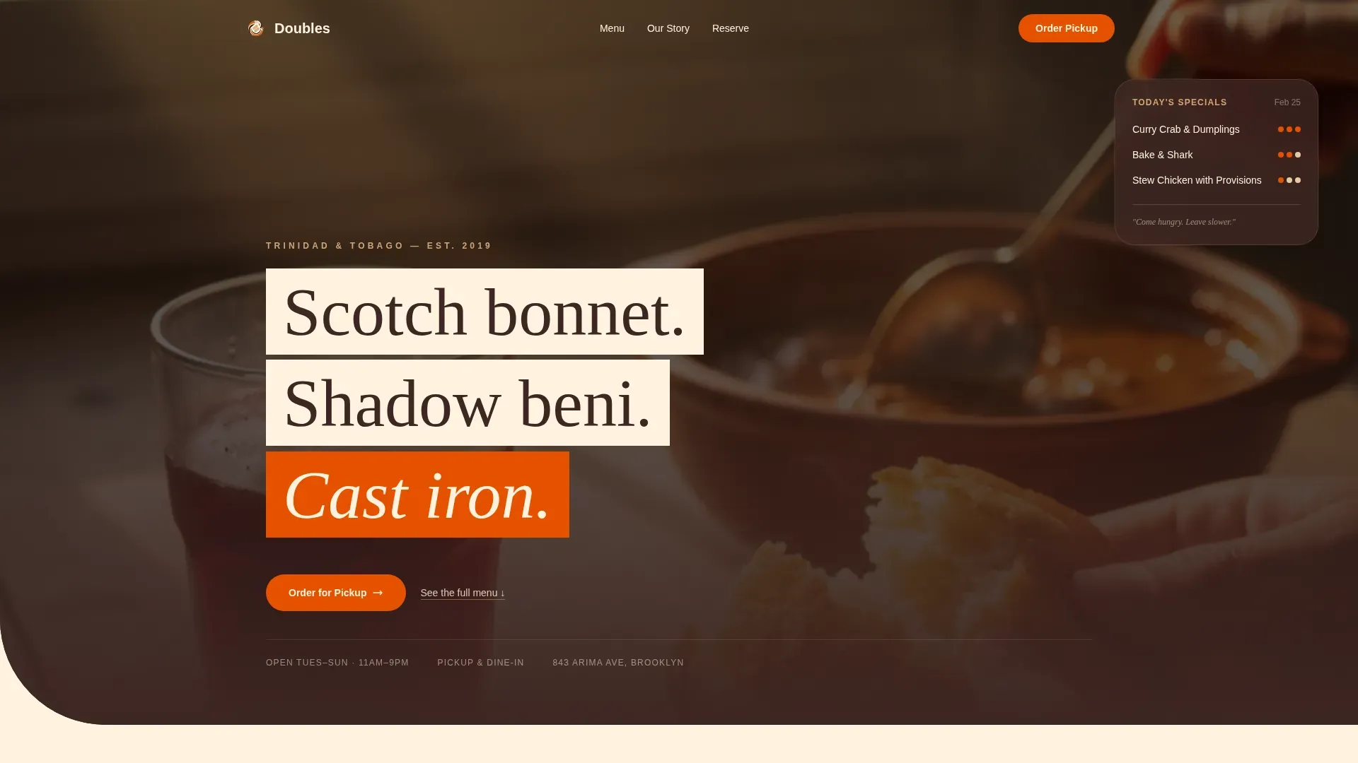 Authentic Trinidadian Restaurant Landing Page Template