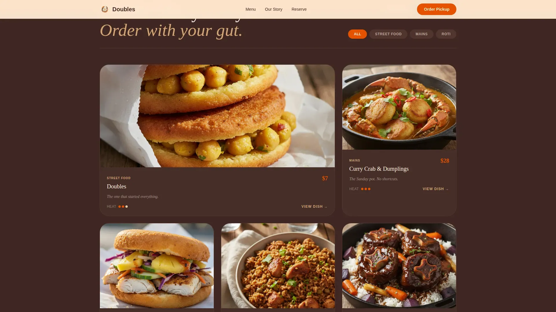 Authentic Trinidadian Restaurant Landing Page Template