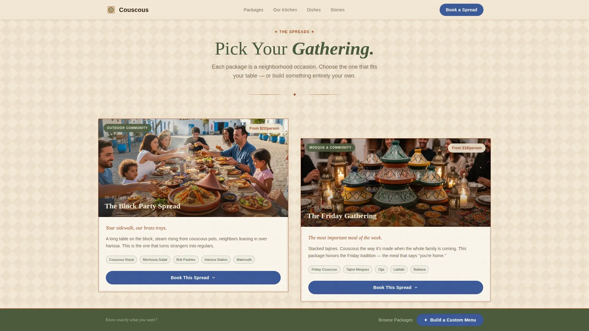 Authentic Tunisian Catering Landing Page Template