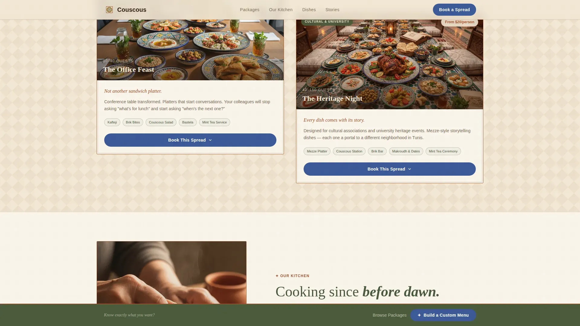 Authentic Tunisian Catering Landing Page Template