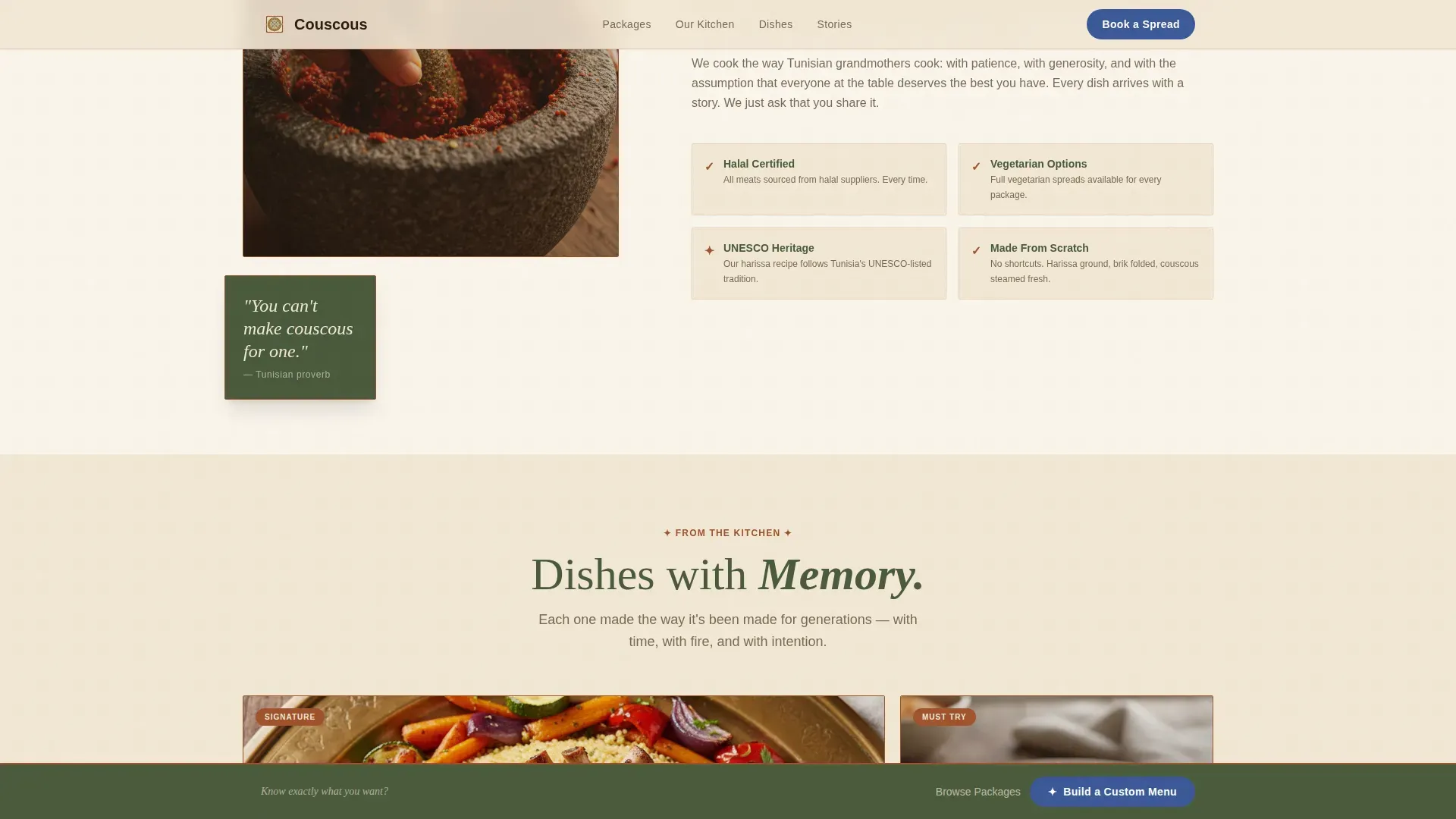 Authentic Tunisian Catering Landing Page Template