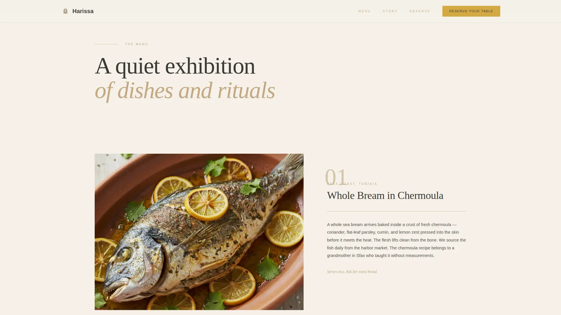 Tunisian Restaurant Gallery Landing Page Template