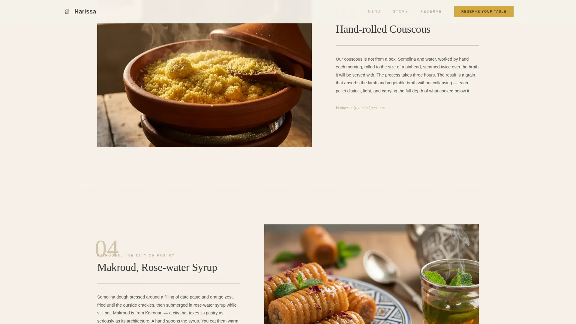 Tunisian Restaurant Gallery Landing Page Template