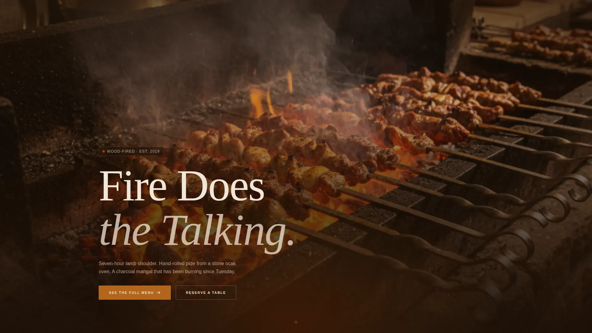 Warm Artisan Wood-Fired Turkish Dining Landing Page Template