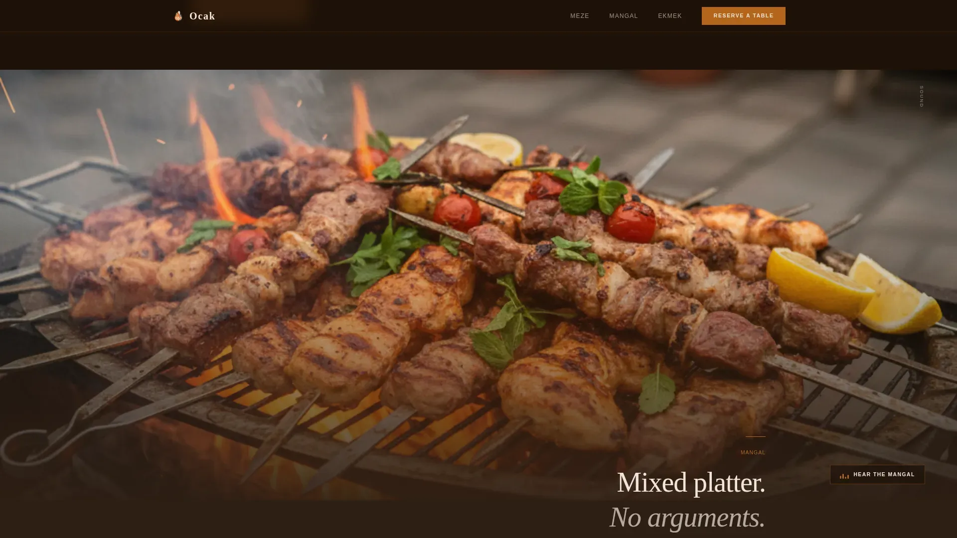 Warm Artisan Wood-Fired Turkish Dining Landing Page Template