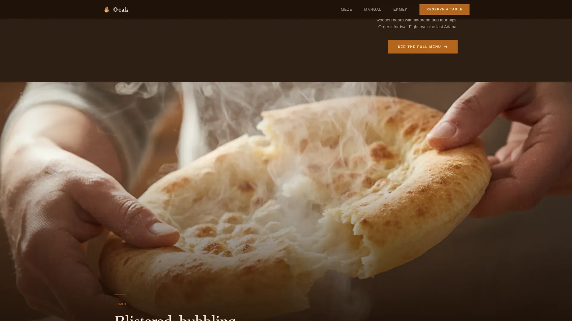Warm Artisan Wood-Fired Turkish Dining Landing Page Template