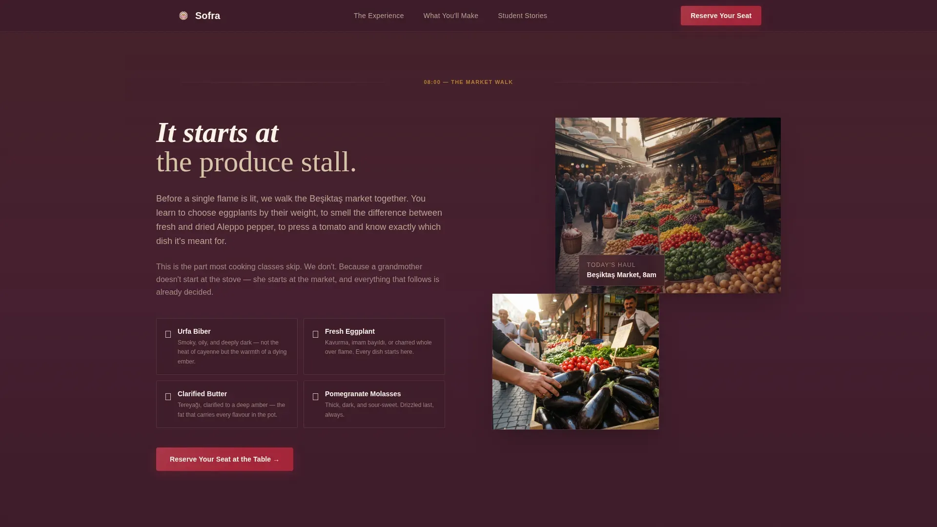 Turkish Cooking Class Landing Page Template