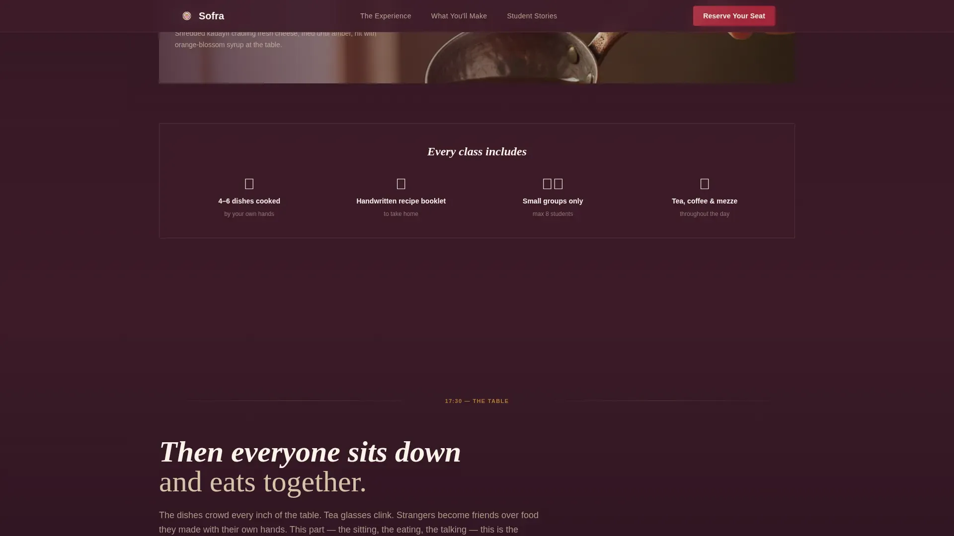 Turkish Cooking Class Landing Page Template