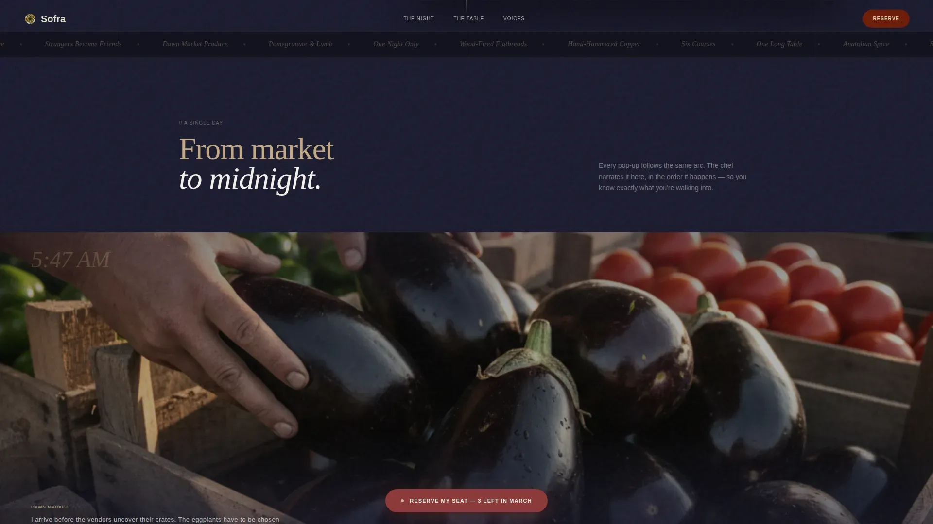 Intimate Pop-Up Dining Experience Landing Page Template