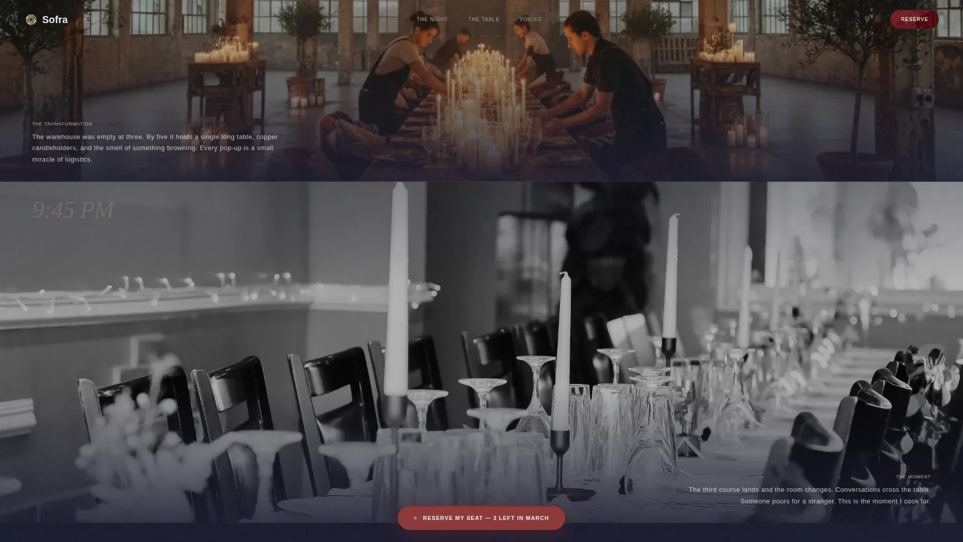 Intimate Pop-Up Dining Experience Landing Page Template