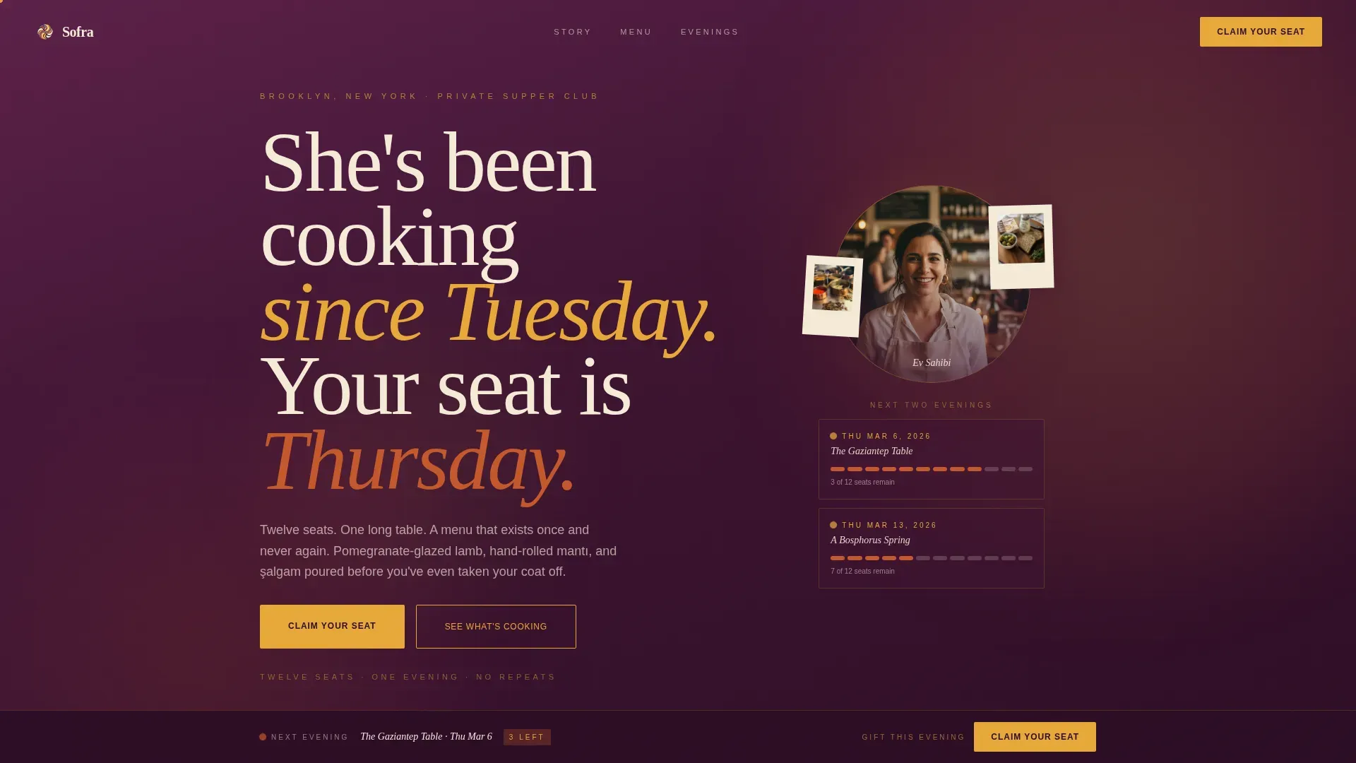 Turkish Supper Club Landing Page Template