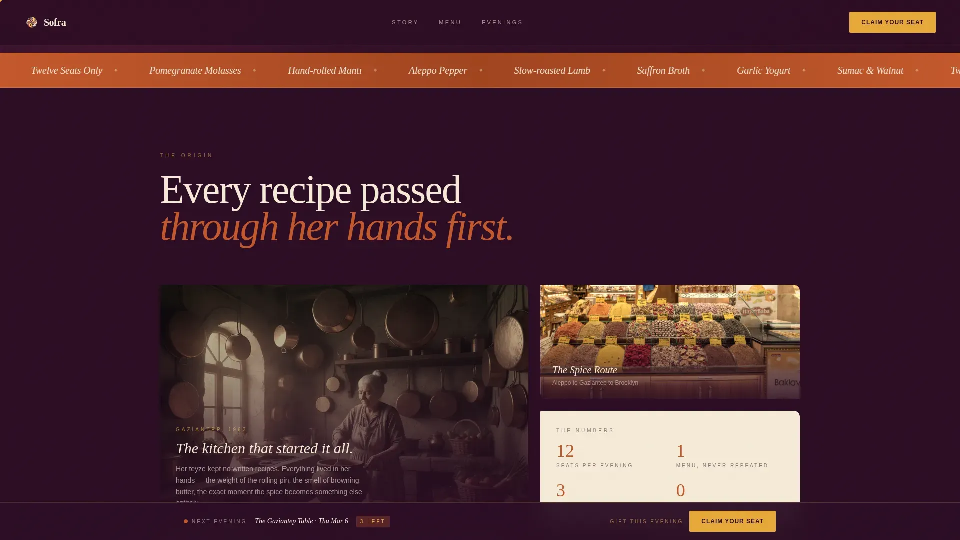 Turkish Supper Club Landing Page Template