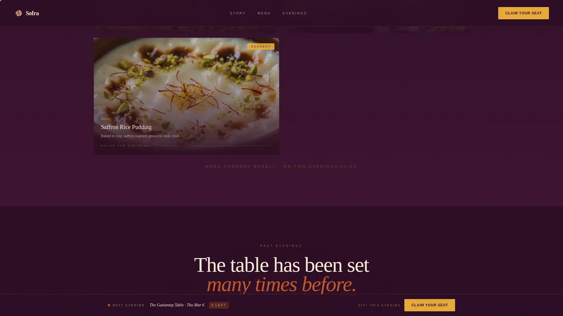 Turkish Supper Club Landing Page Template