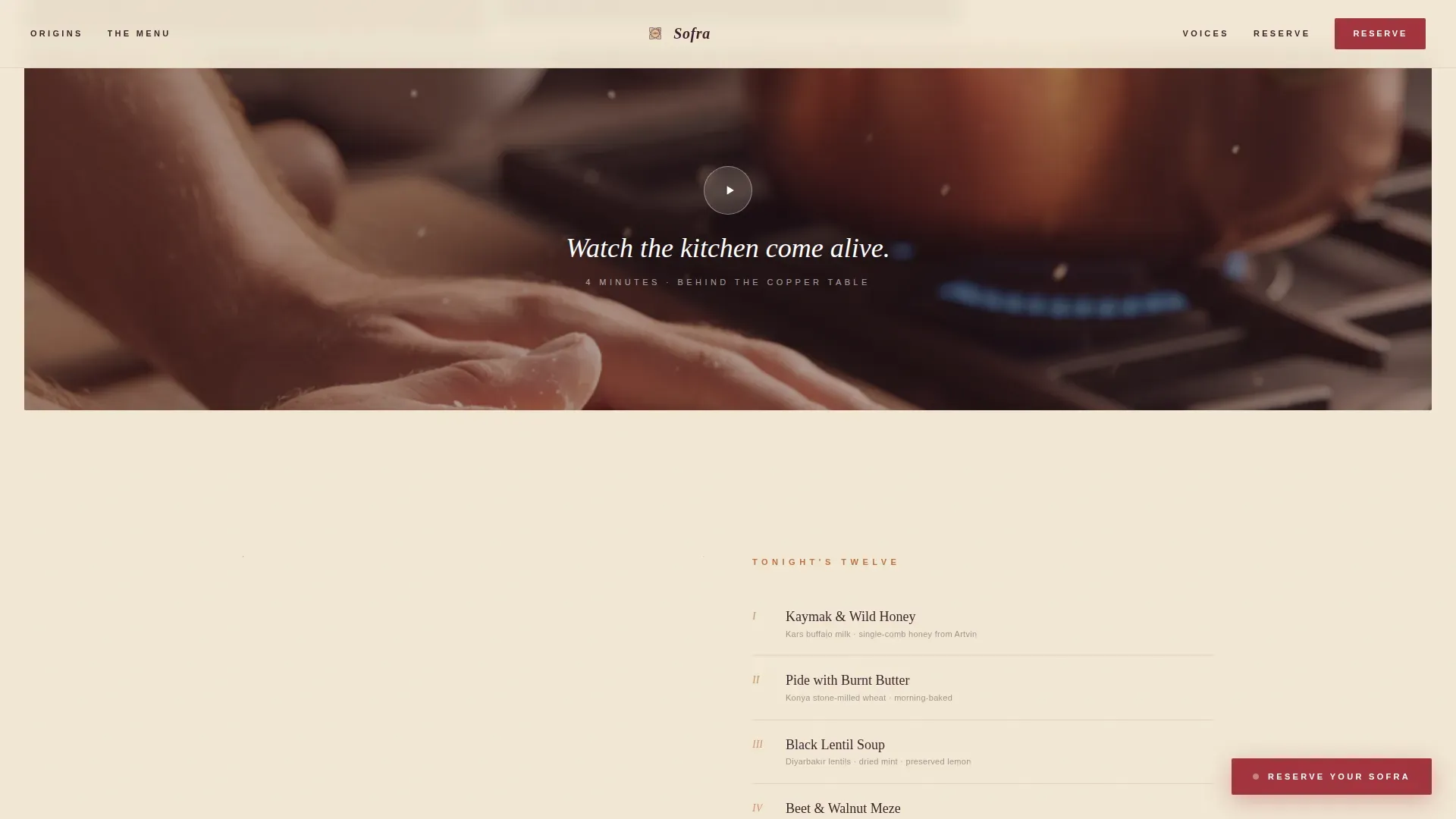 Anatolian Tasting Menu Landing Page Template
