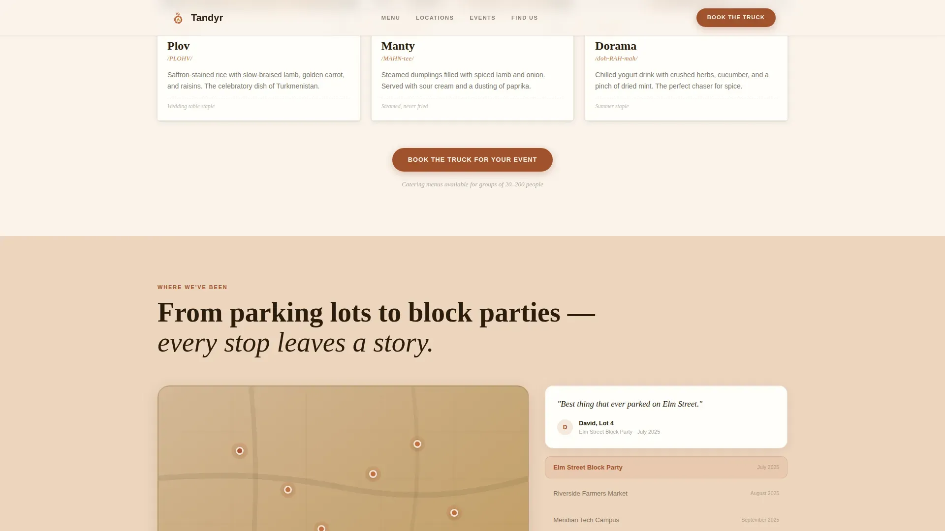 Turkmen Food Truck Landing Page Template