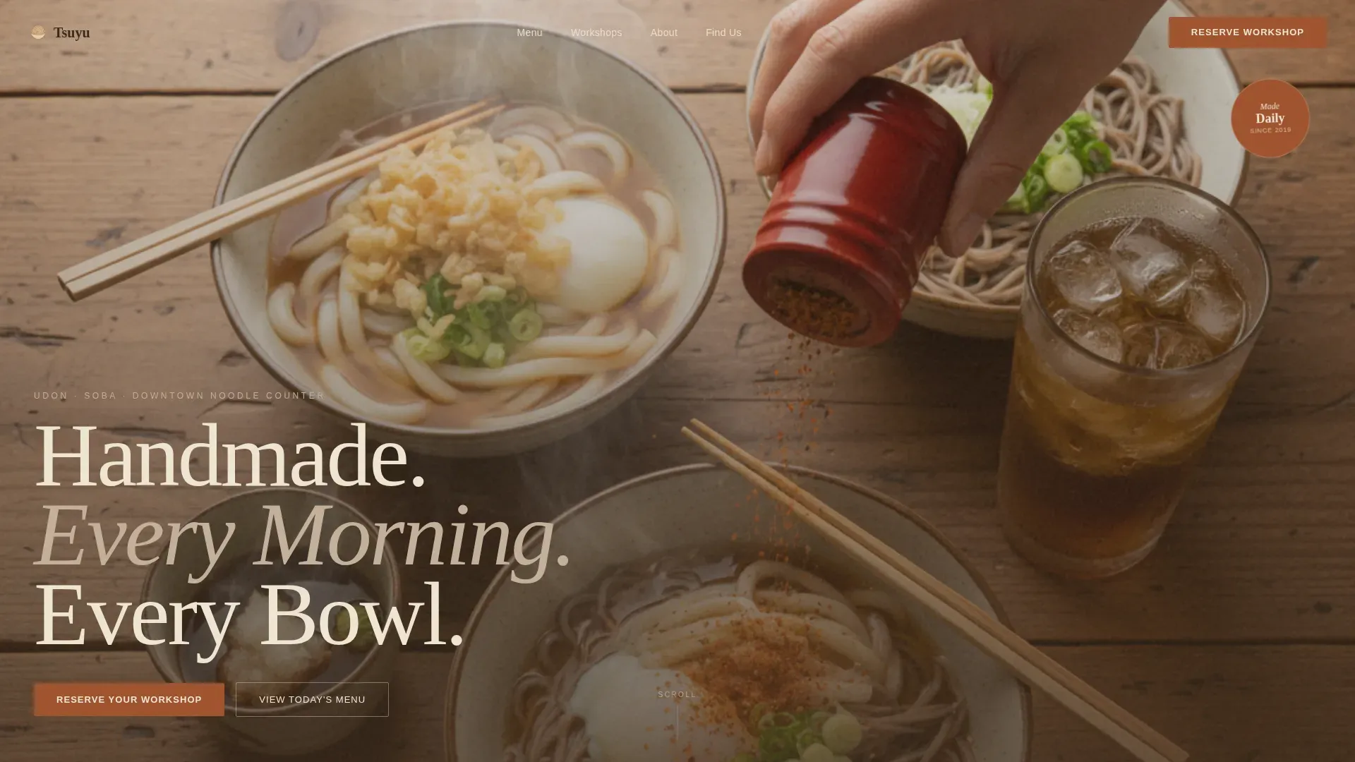 Handmade Noodle Workshop Booking Landing Page Template