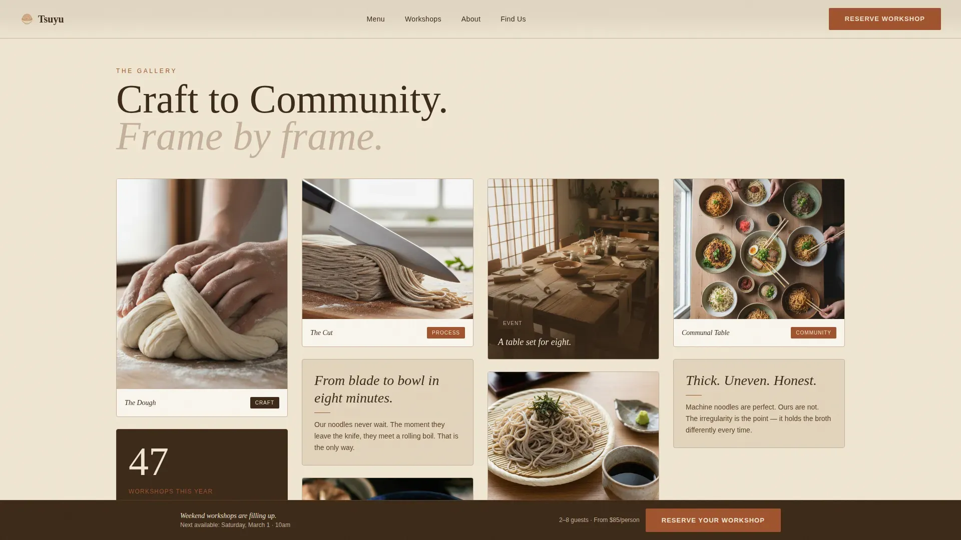 Handmade Noodle Workshop Booking Landing Page Template