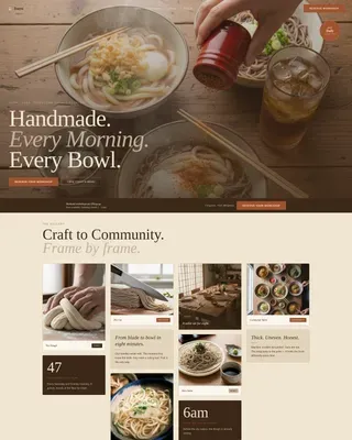Handmade Noodle Workshop Booking Landing Page Template