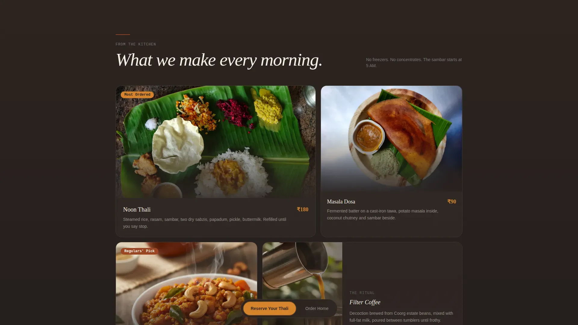 Serene Udupi Restaurant Landing Page Template