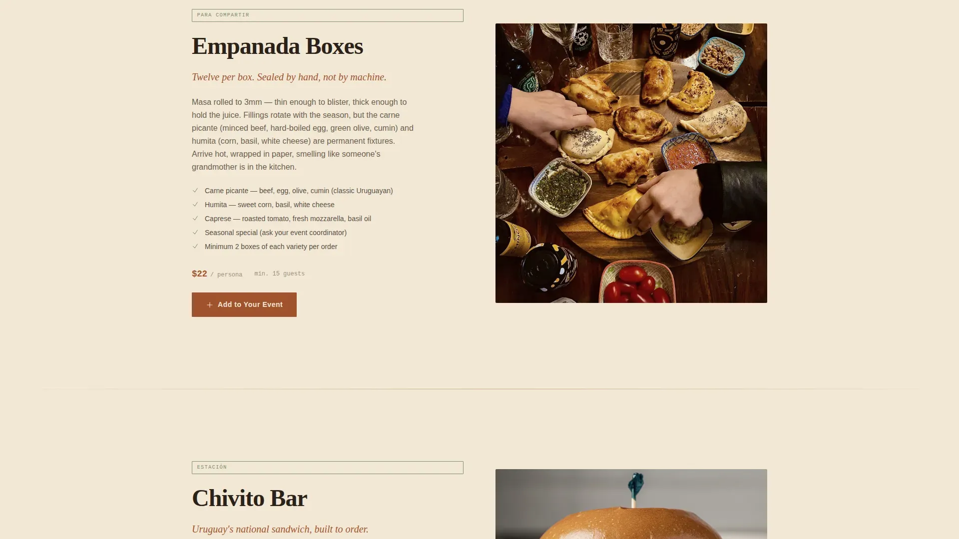 Uruguayan Catering Landing Page Template