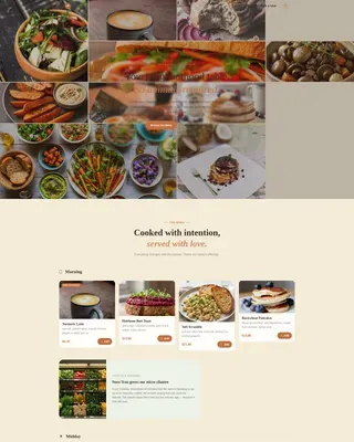Pastoral Neighborhood Vegan Restaurant Landing Page Template