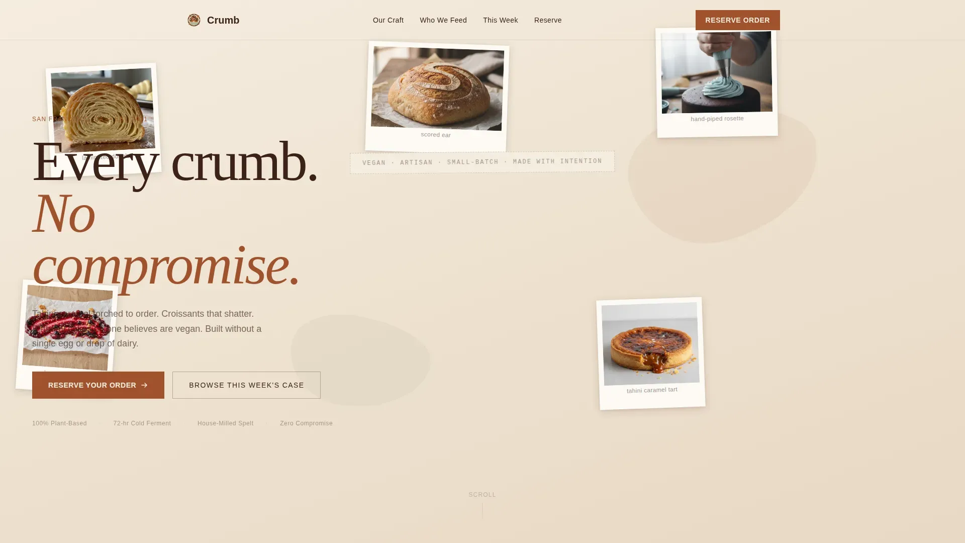 Artisan Vegan Bakery Booking Landing Page Template