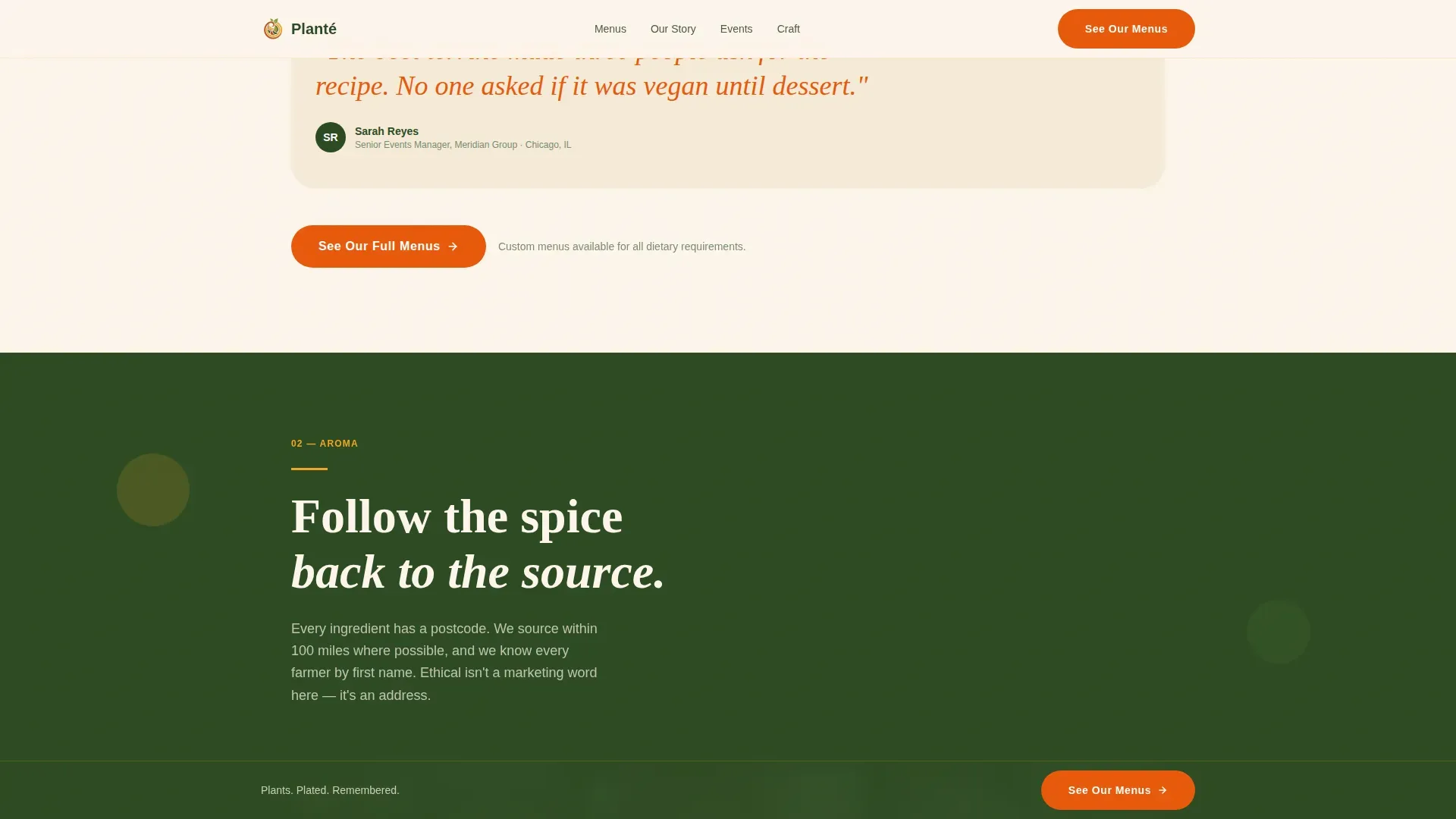 Organic Vegan Catering Landing Page Template