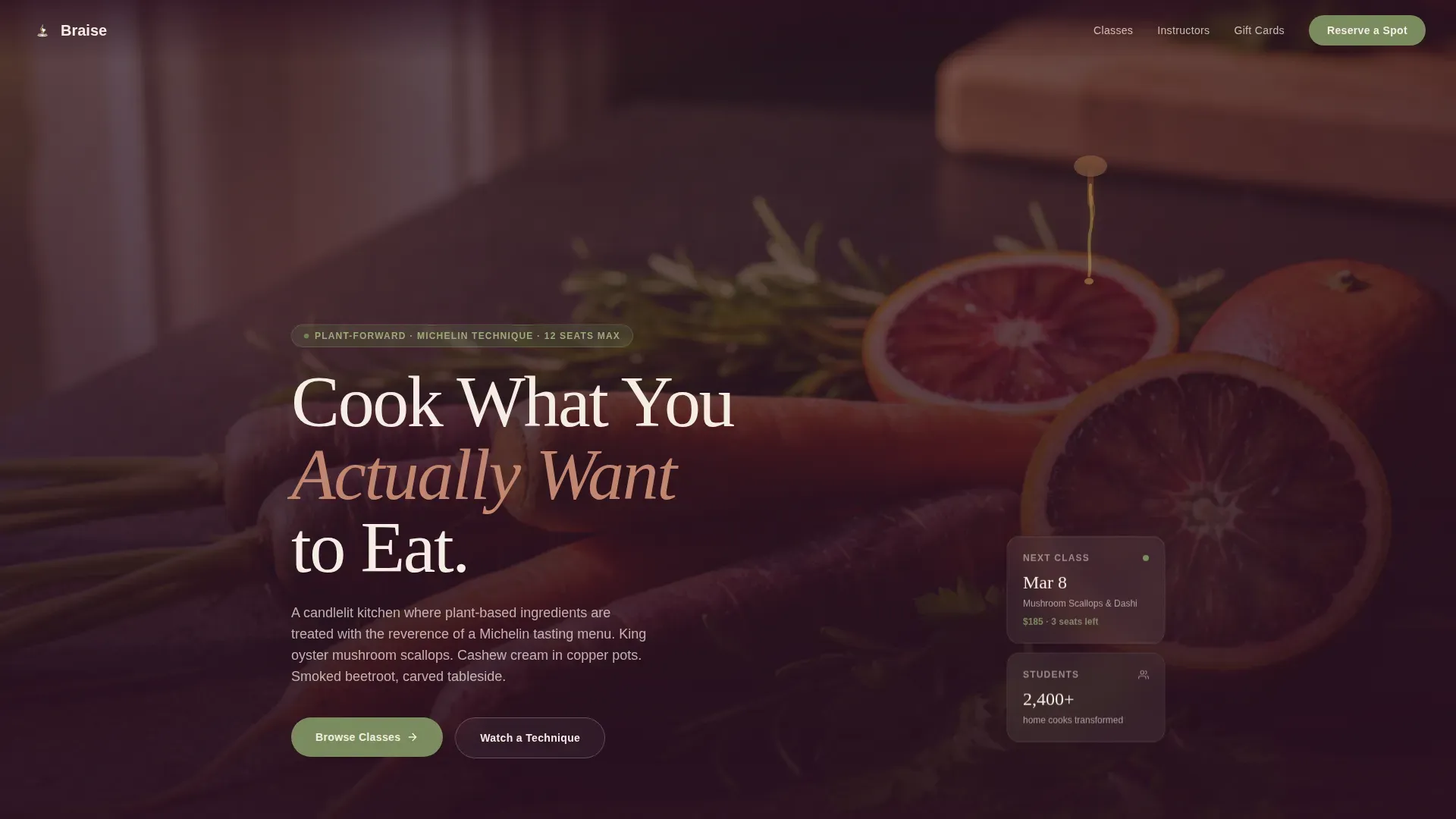Vegan Cooking Class Landing Page Template