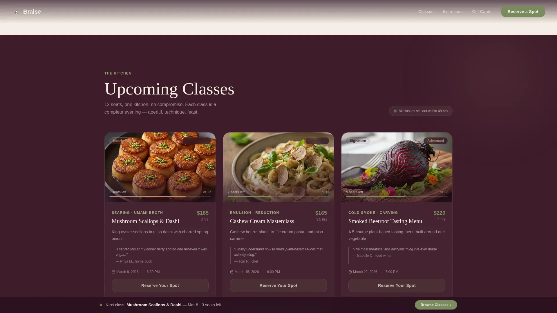 Vegan Cooking Class Landing Page Template