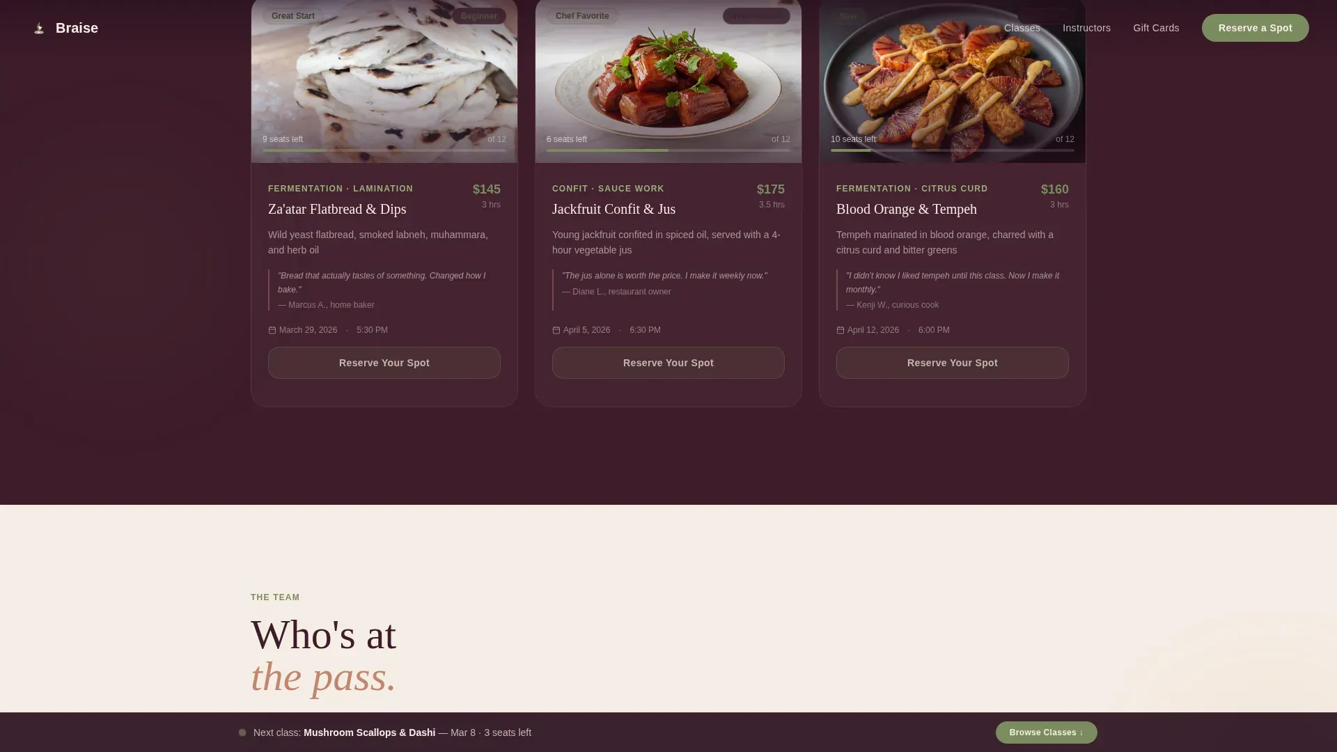 Vegan Cooking Class Landing Page Template