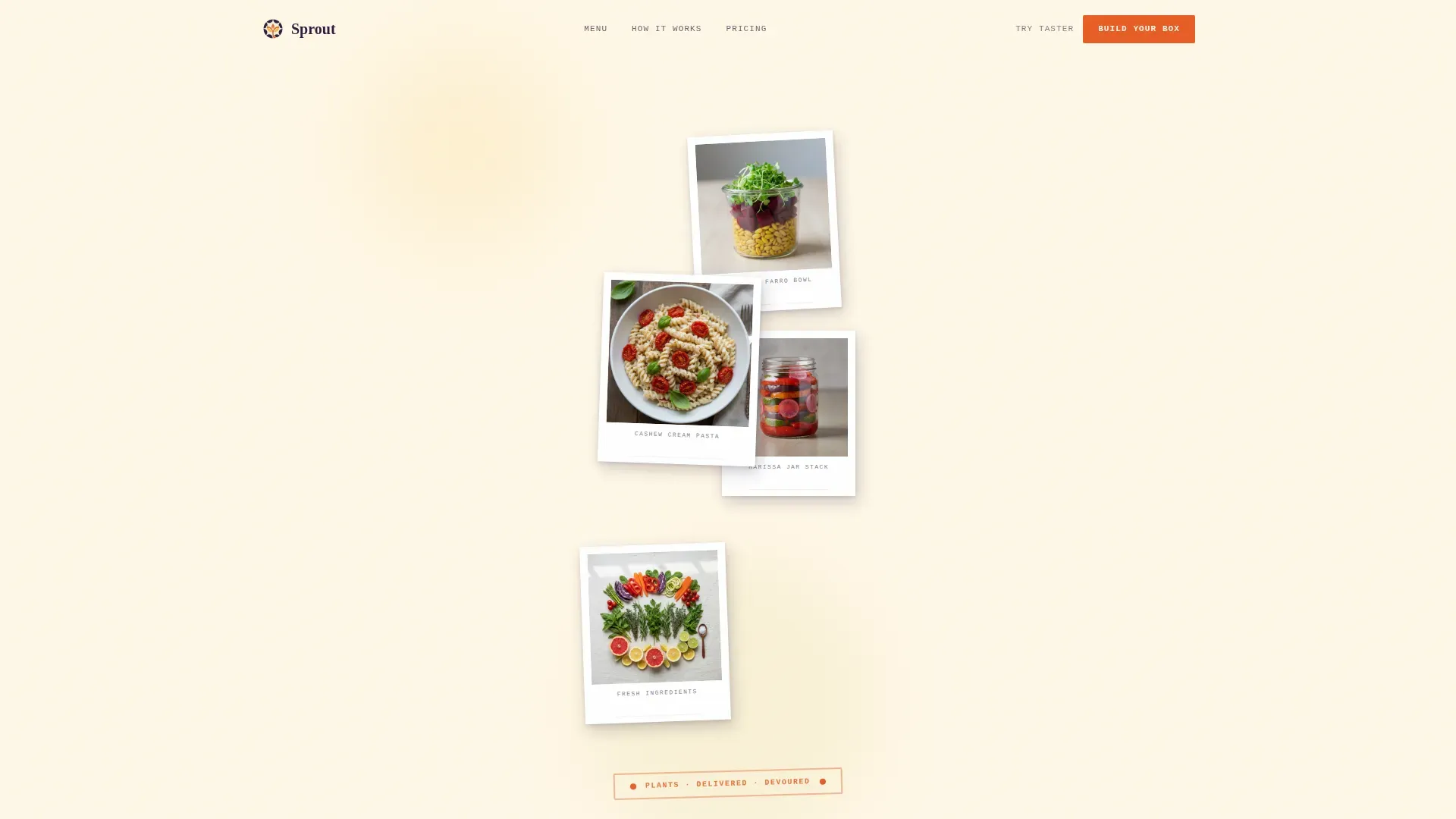 Neo-Retro Vegan Meal Delivery Landing Page Template