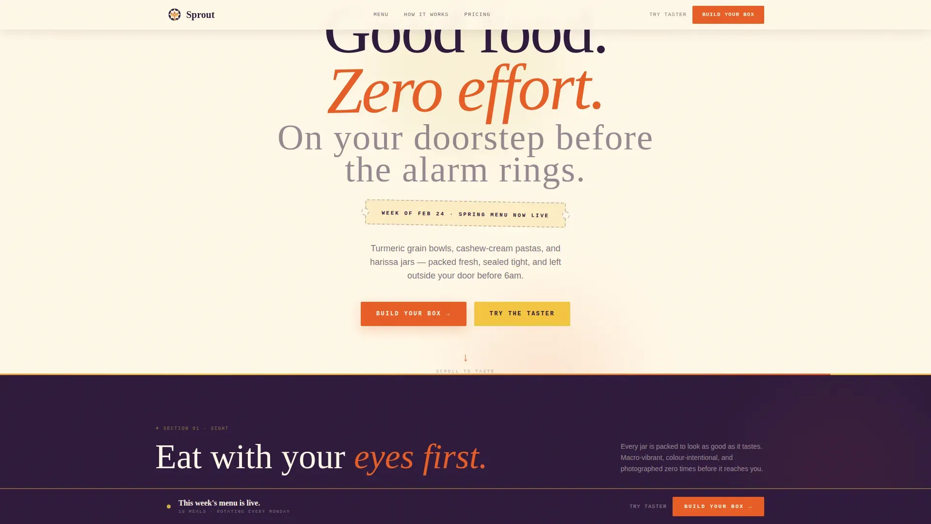 Neo-Retro Vegan Meal Delivery Landing Page Template