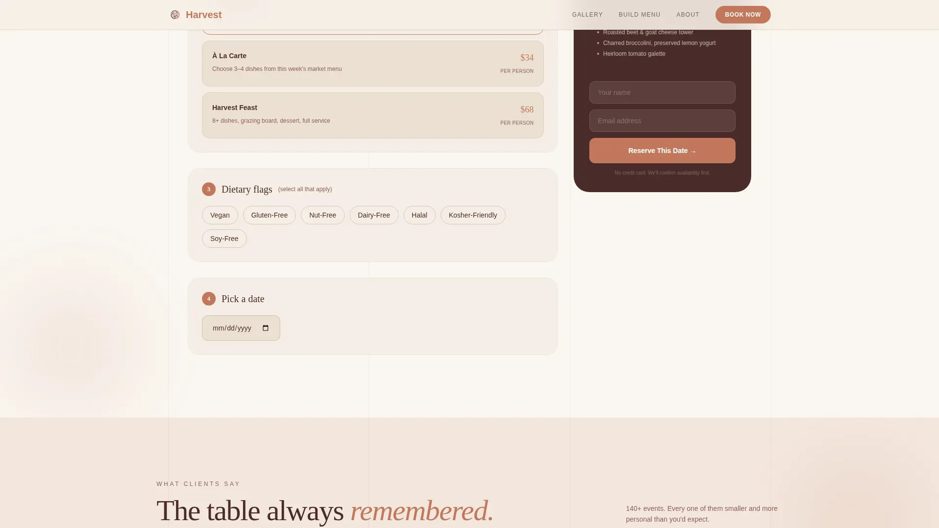 Farm Fresh Vegetarian Catering Landing Page Template