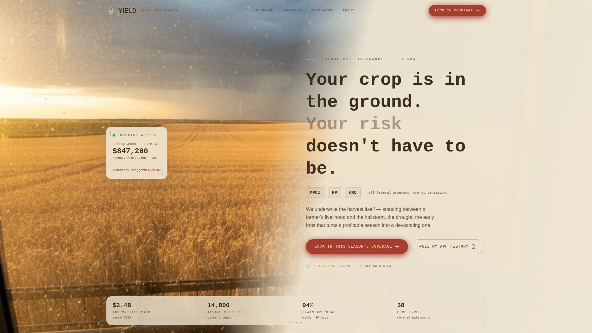 Agricultural Insurance & Finance Pricing Website Template