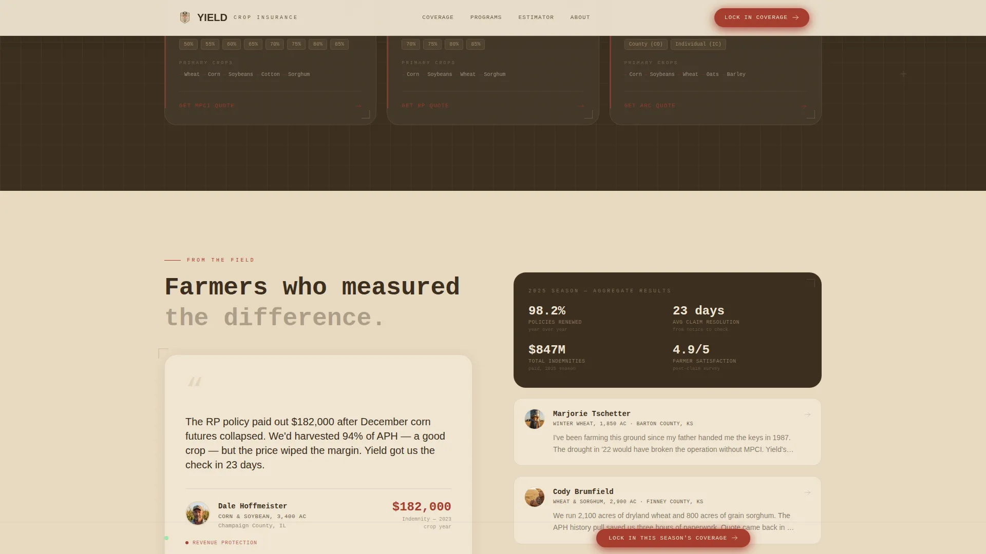 Agricultural Insurance & Finance Pricing Website Template