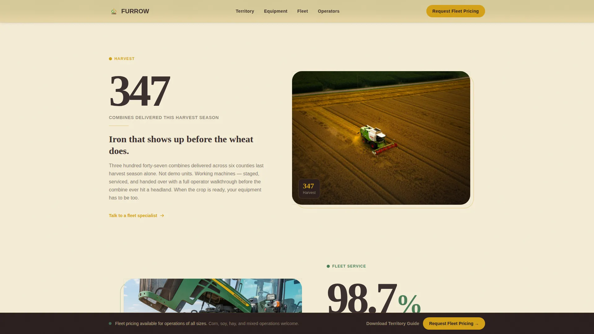 Agricultural Equipment & Supply Pricing & Packages Website Template