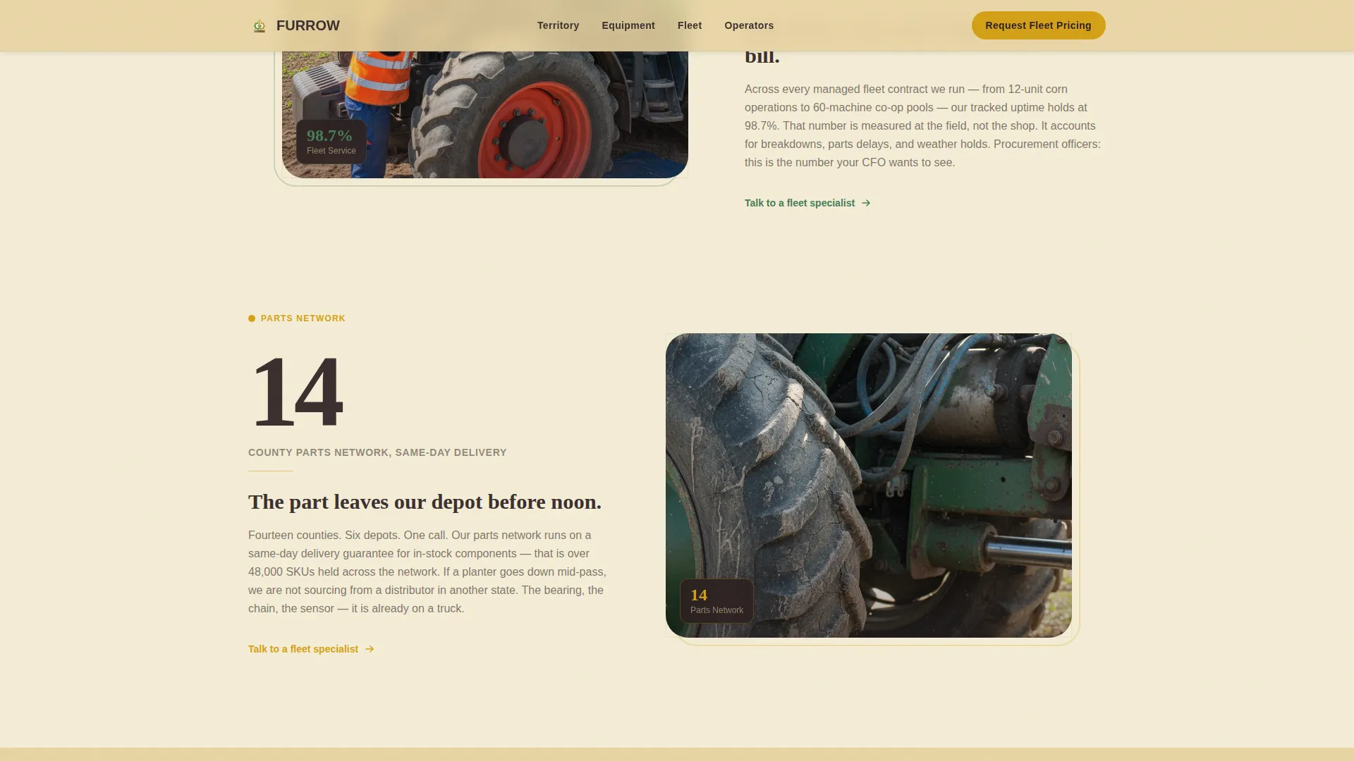 Agricultural Equipment & Supply Pricing & Packages Website Template