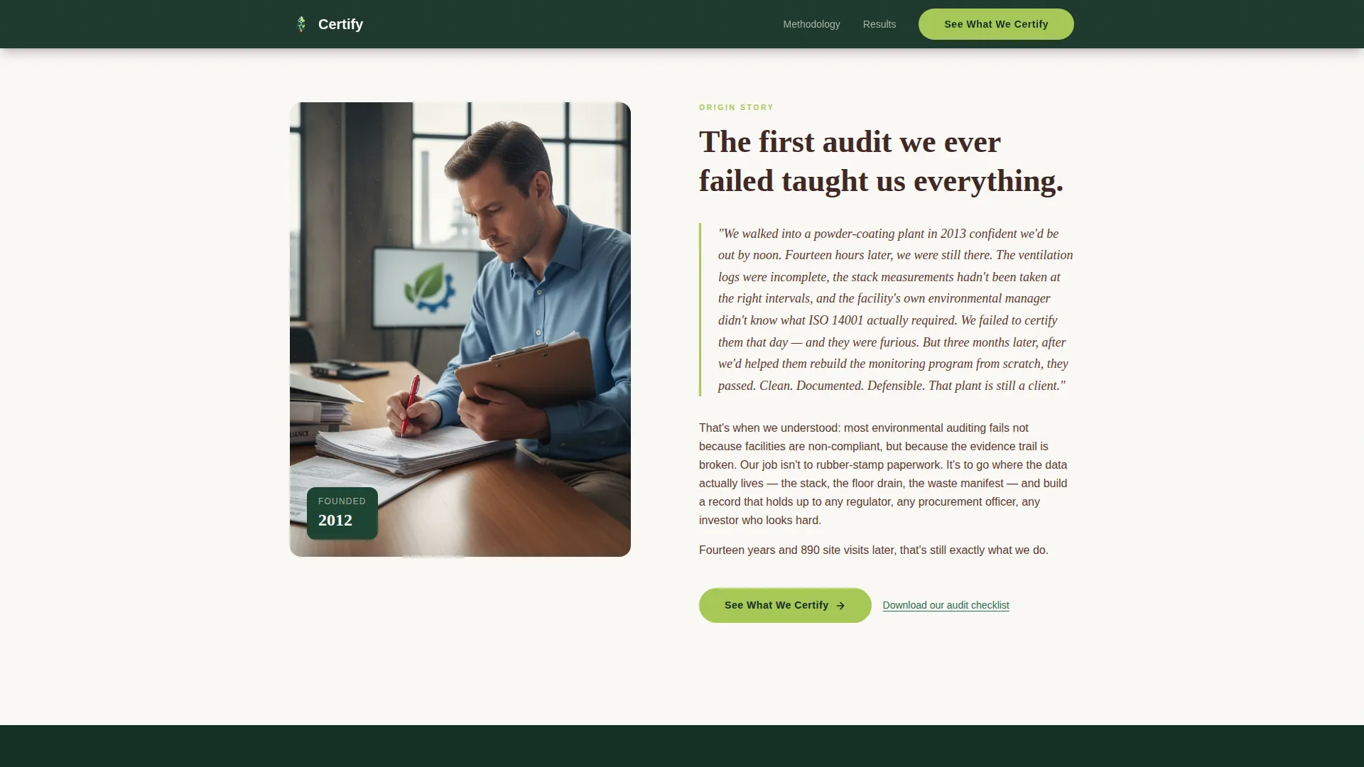 Green Certification Landing Page Template