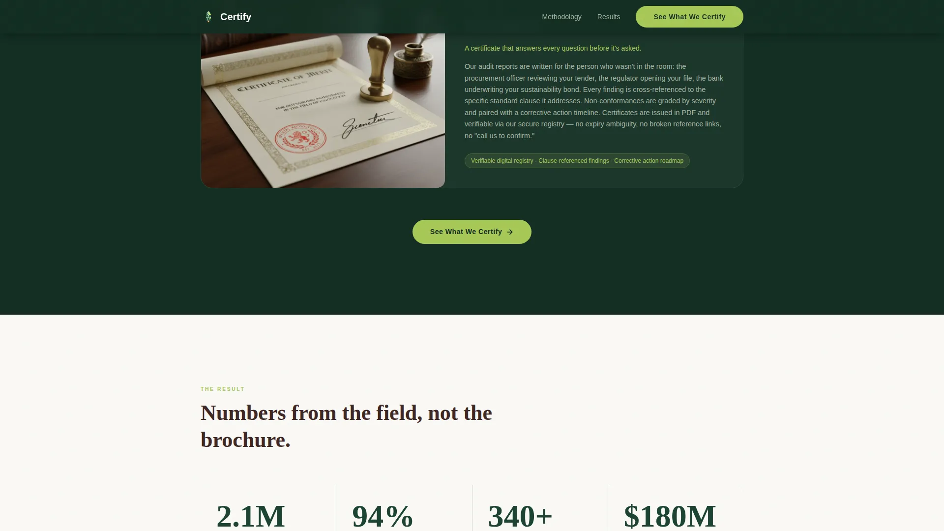 Green Certification Landing Page Template