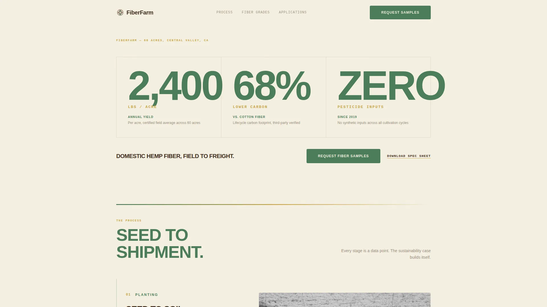 Hemp Fiber Farm Landing Page Template
