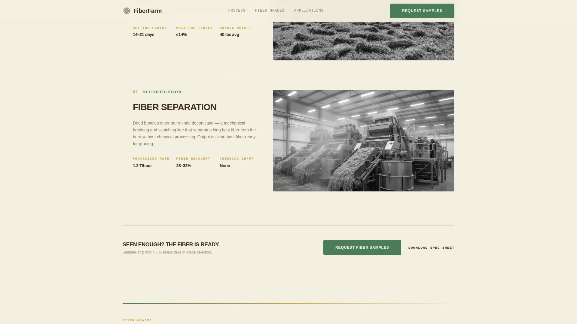 Hemp Fiber Farm Landing Page Template