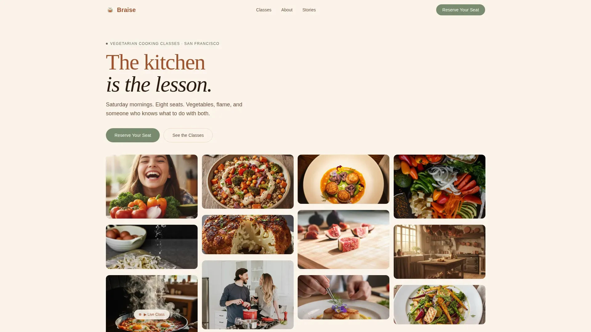 Vegetarian Cooking Class Landing Page Template