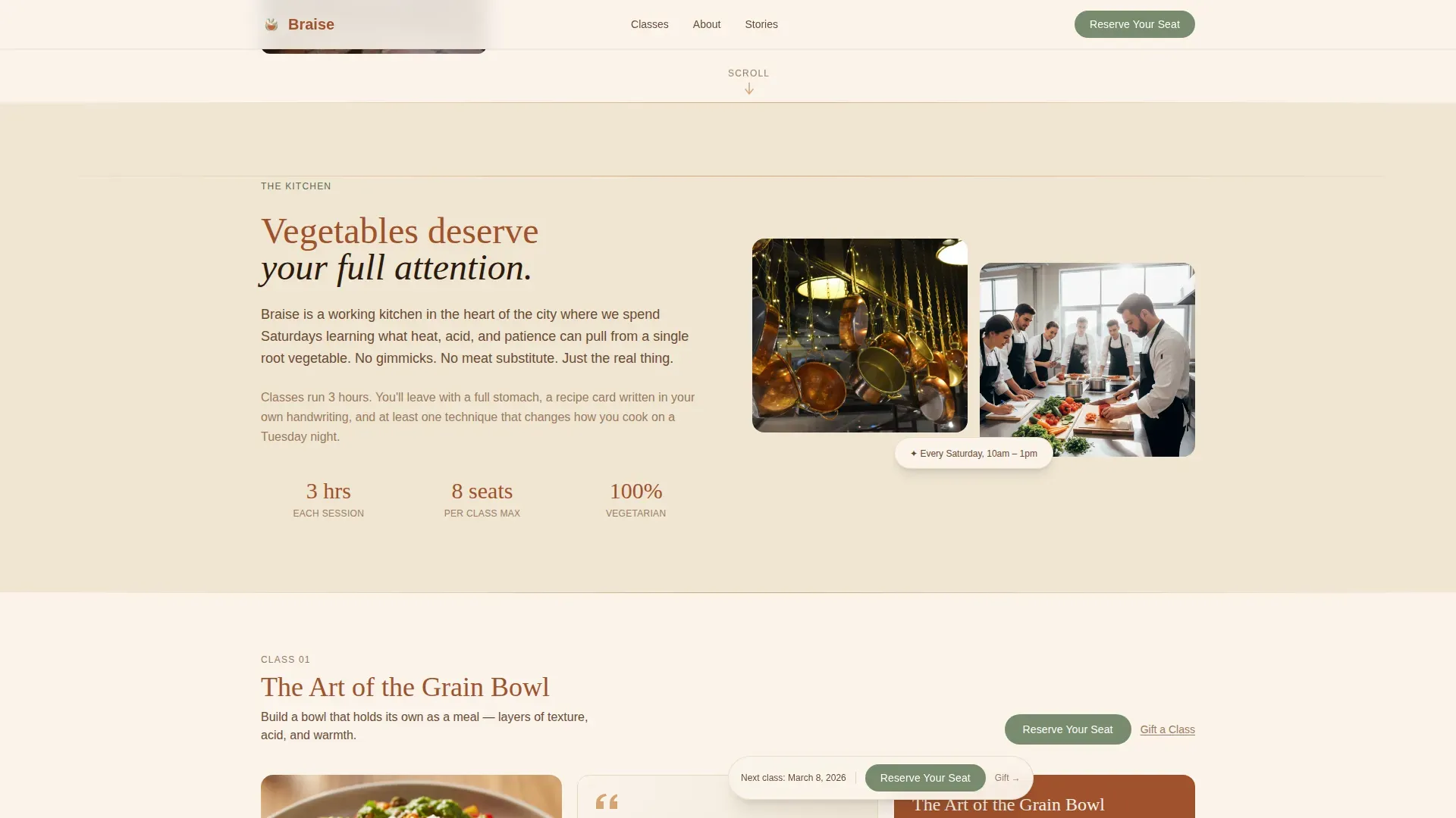 Vegetarian Cooking Class Landing Page Template