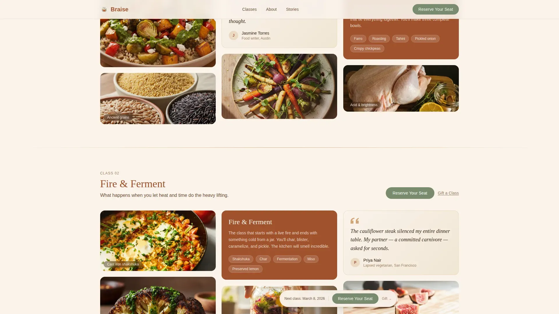 Vegetarian Cooking Class Landing Page Template