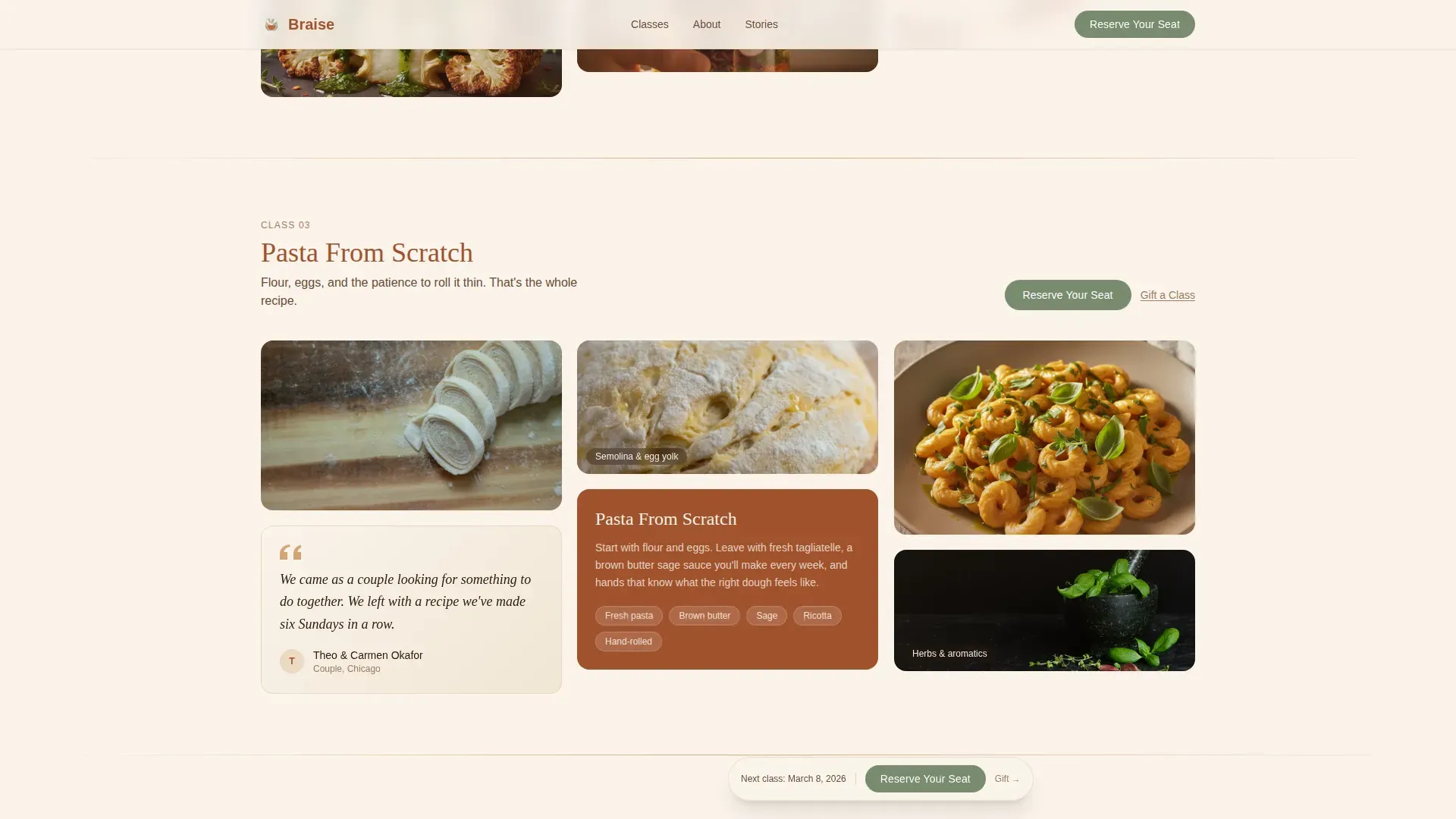 Vegetarian Cooking Class Landing Page Template