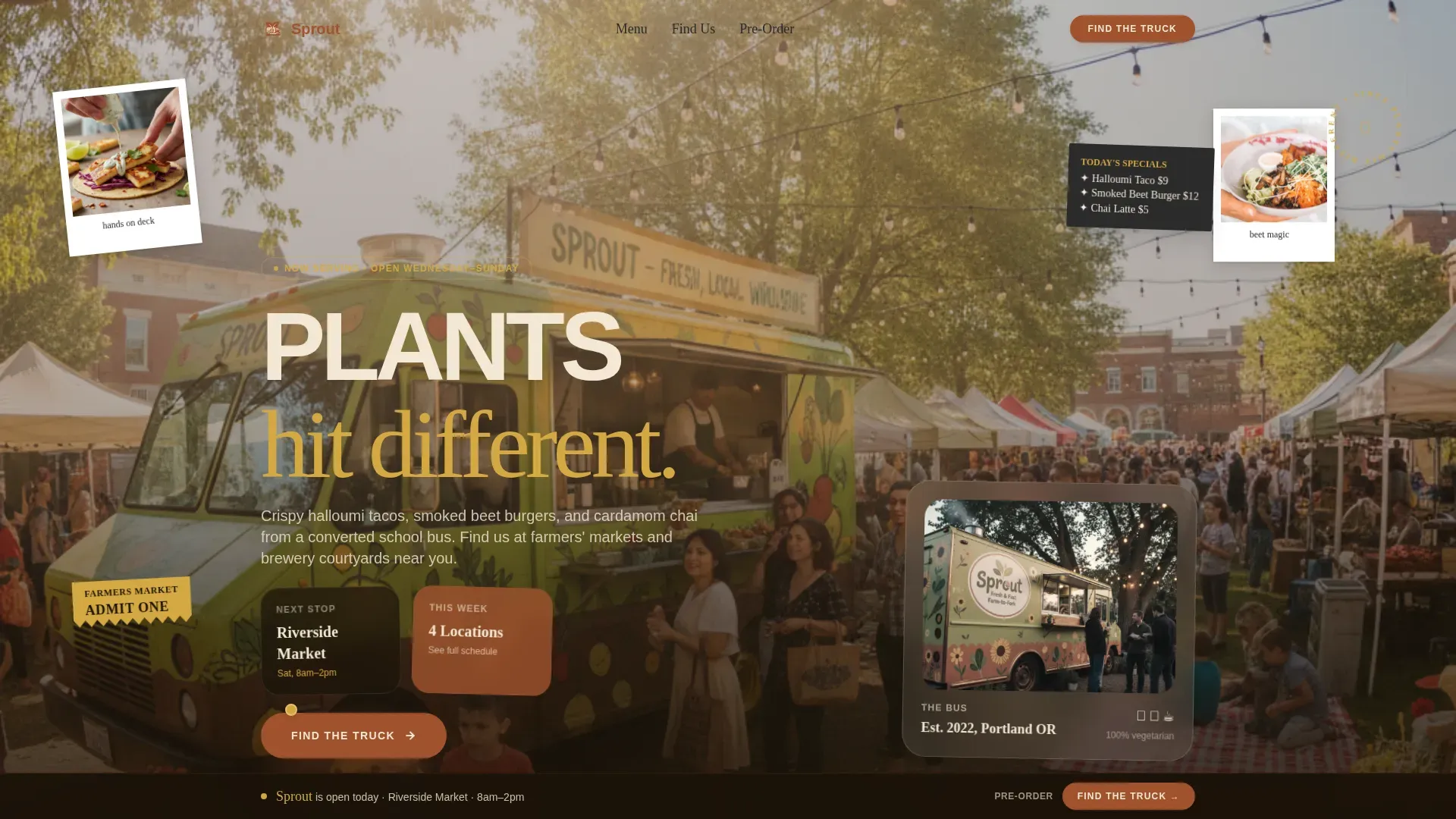Neo-Retro Vegetarian Food Truck Landing Page Template