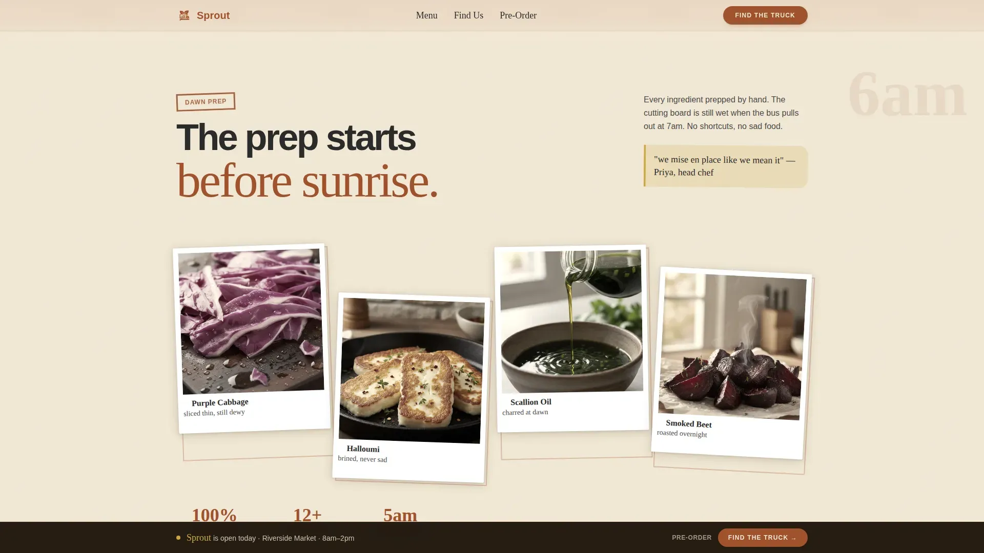 Neo-Retro Vegetarian Food Truck Landing Page Template