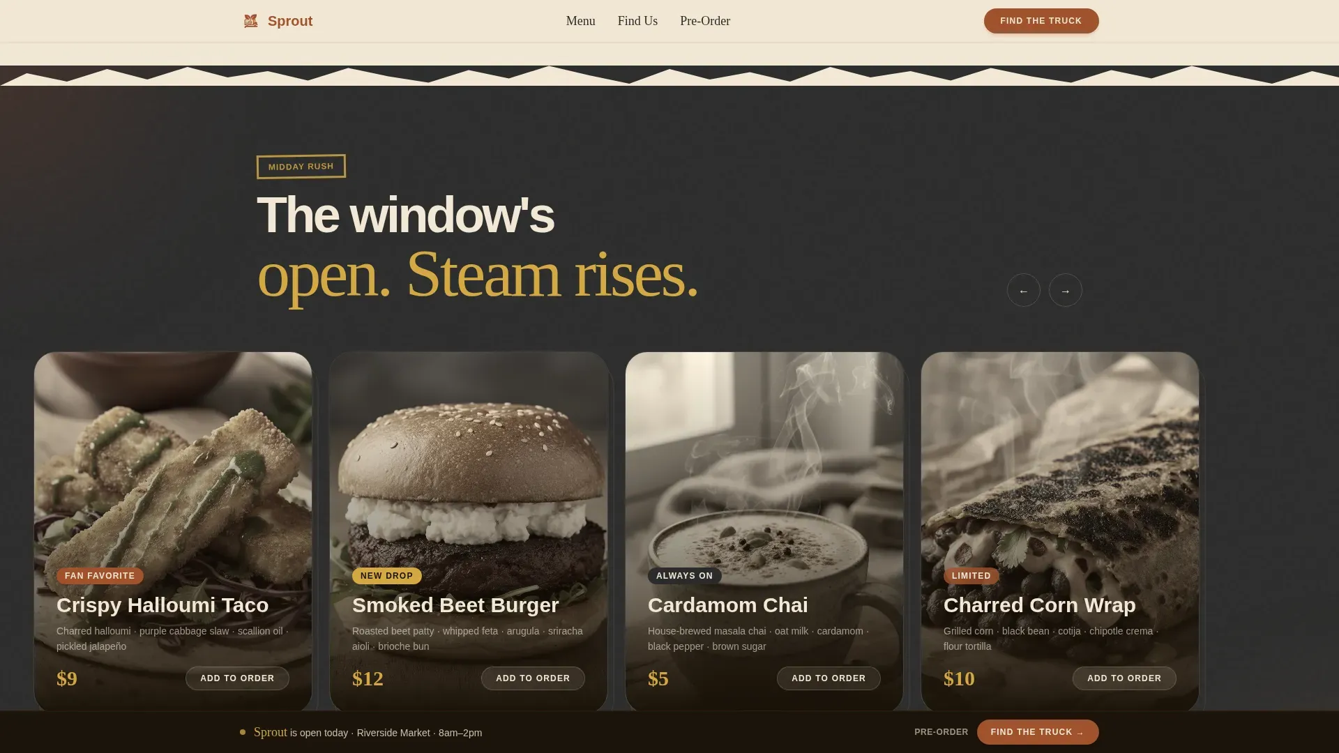 Neo-Retro Vegetarian Food Truck Landing Page Template